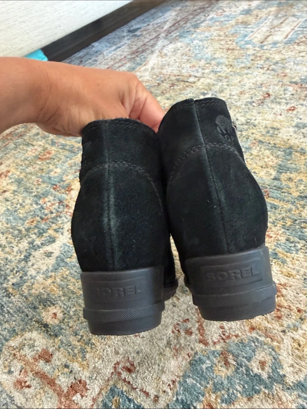 Sorel Black Suede Ankle Booties